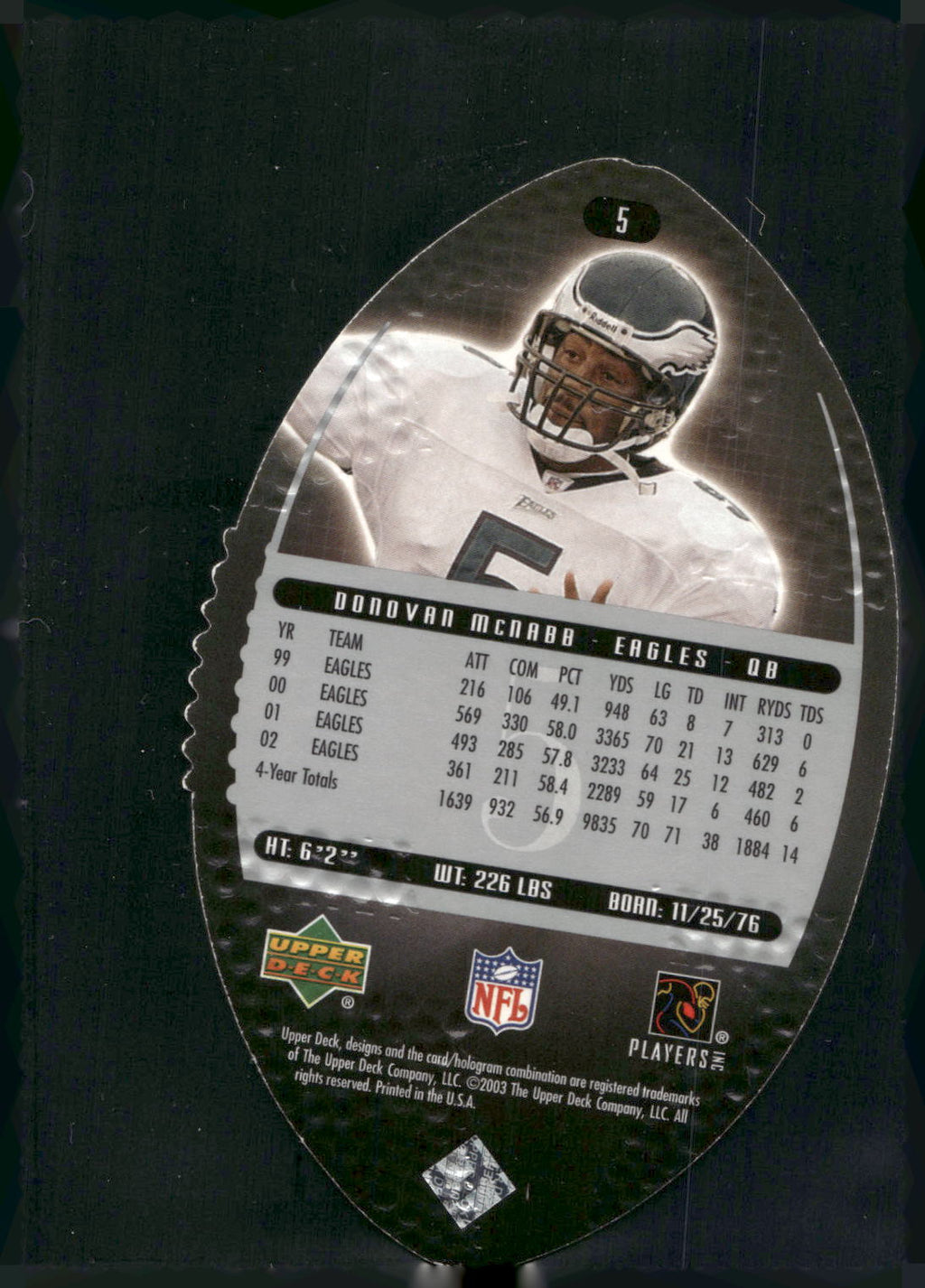 2003 Upper Deck Standing O #5 Donovan McNabb Die Cuts