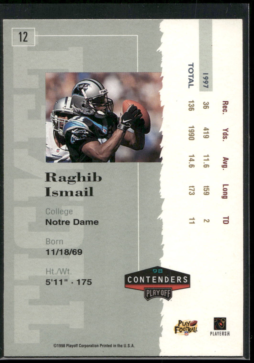 1998 Playoff Contenders - Ticket #12 Raghib Ismail