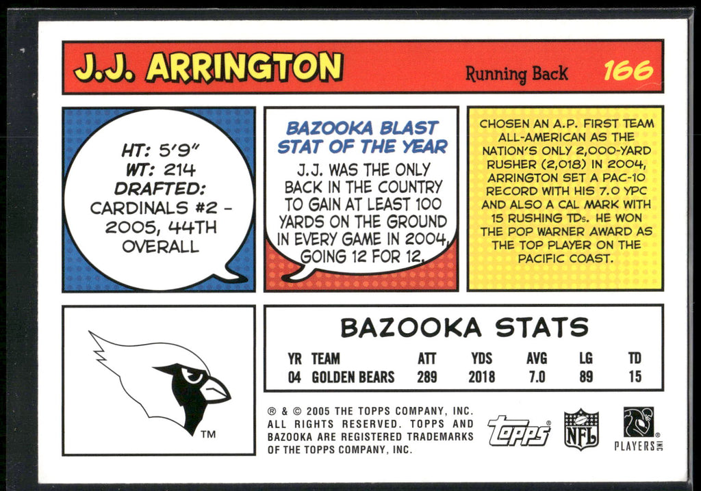2005 Bazooka #166 J.J. Arrington