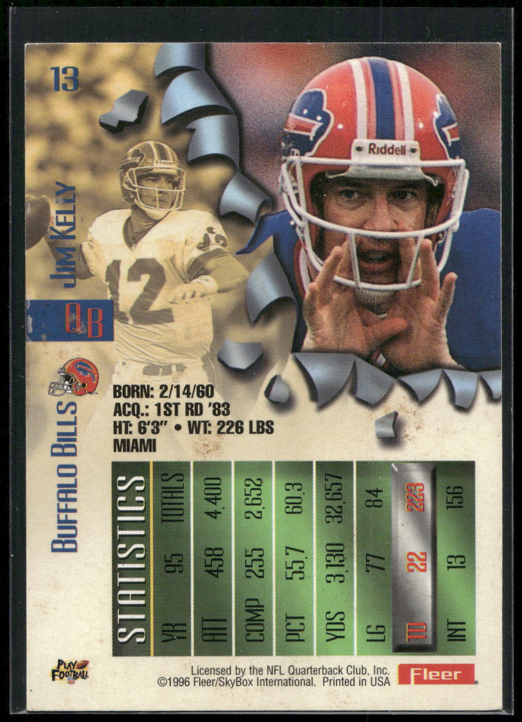 1996 Fleer Metal #13 Jim Kelly