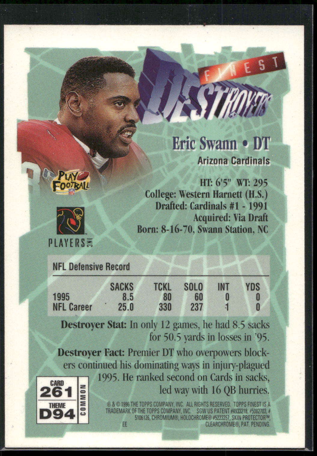 1996 Finest #261 Eric Swann