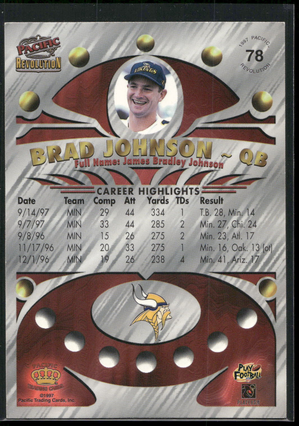 1997 Pacific Revolution #78 Brad Johnson
