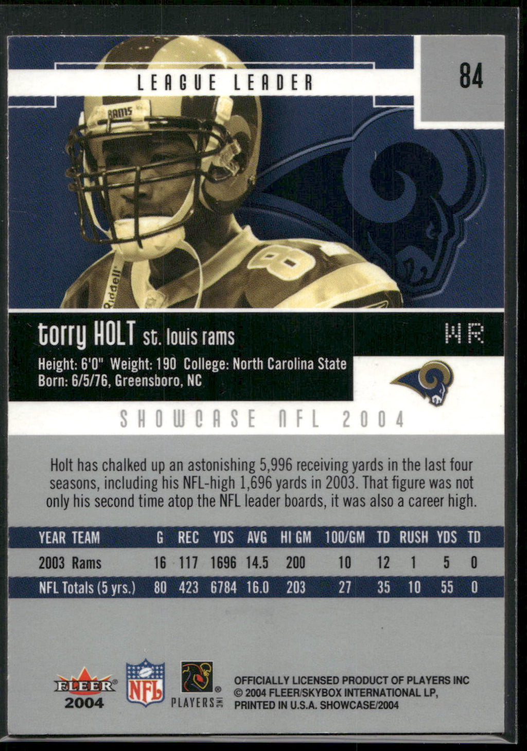 2004 Fleer Showcase #84 Torry Holt
