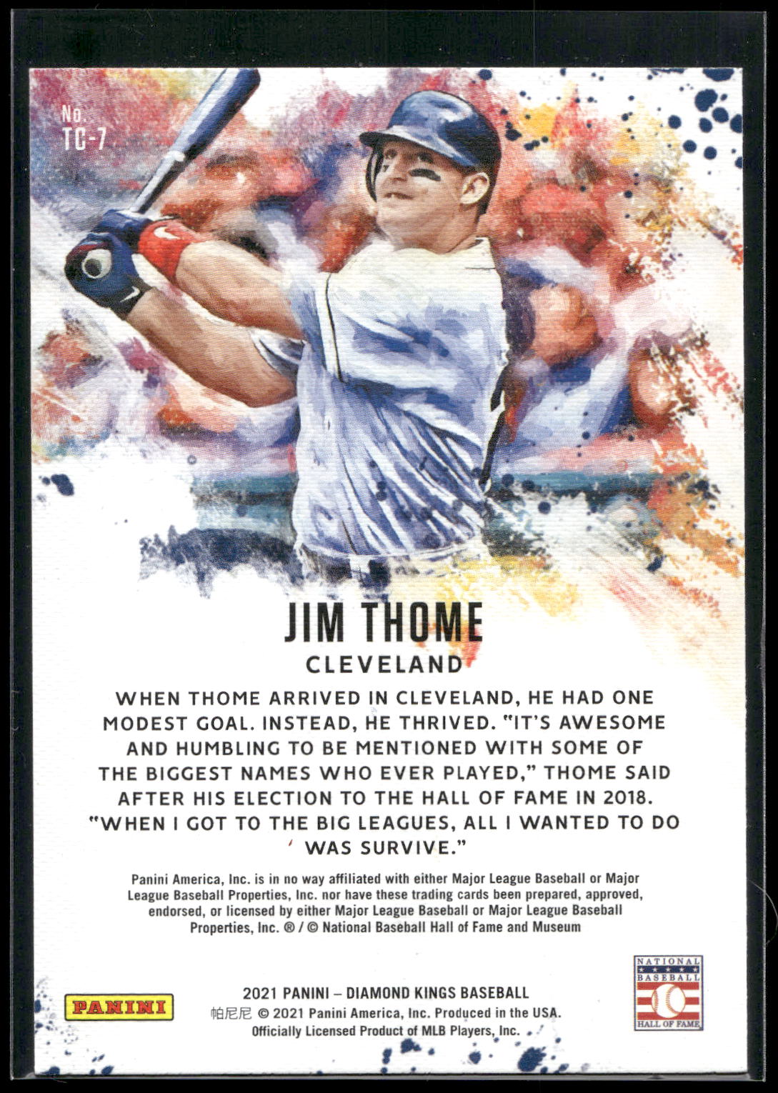 2021 Panini Diamond Kings #TC-7 Jim Thome The Club