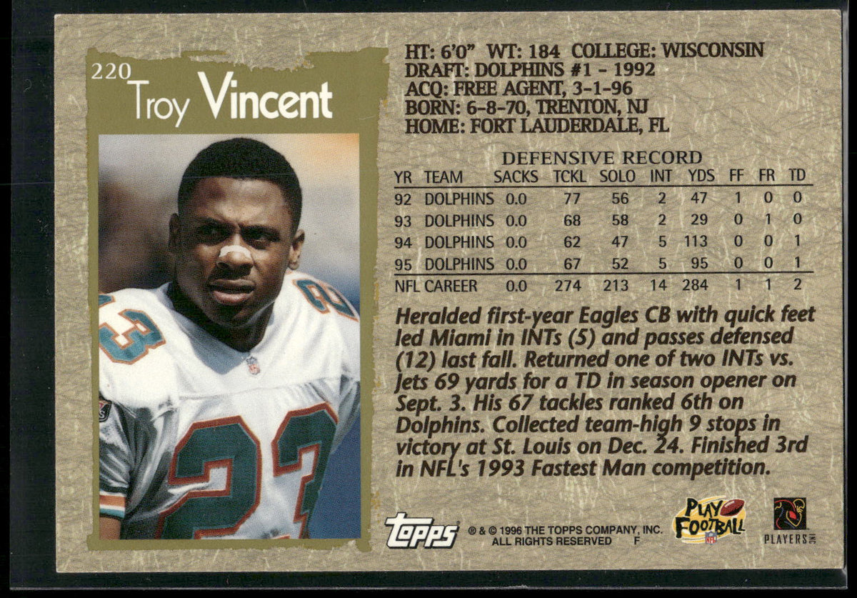 1996 Topps #220 Troy Vincent