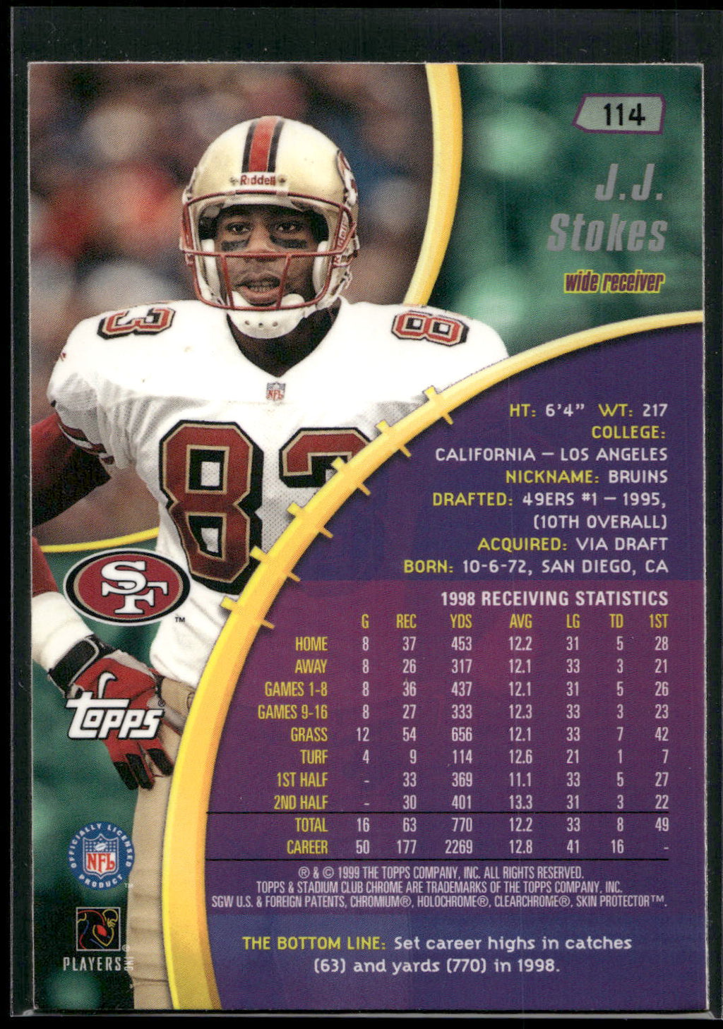 1999 Stadium Club Chrome #114 J.J. Stokes