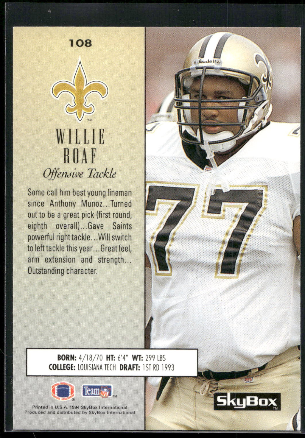 1994 SkyBox Premium #108 Willie Roaf