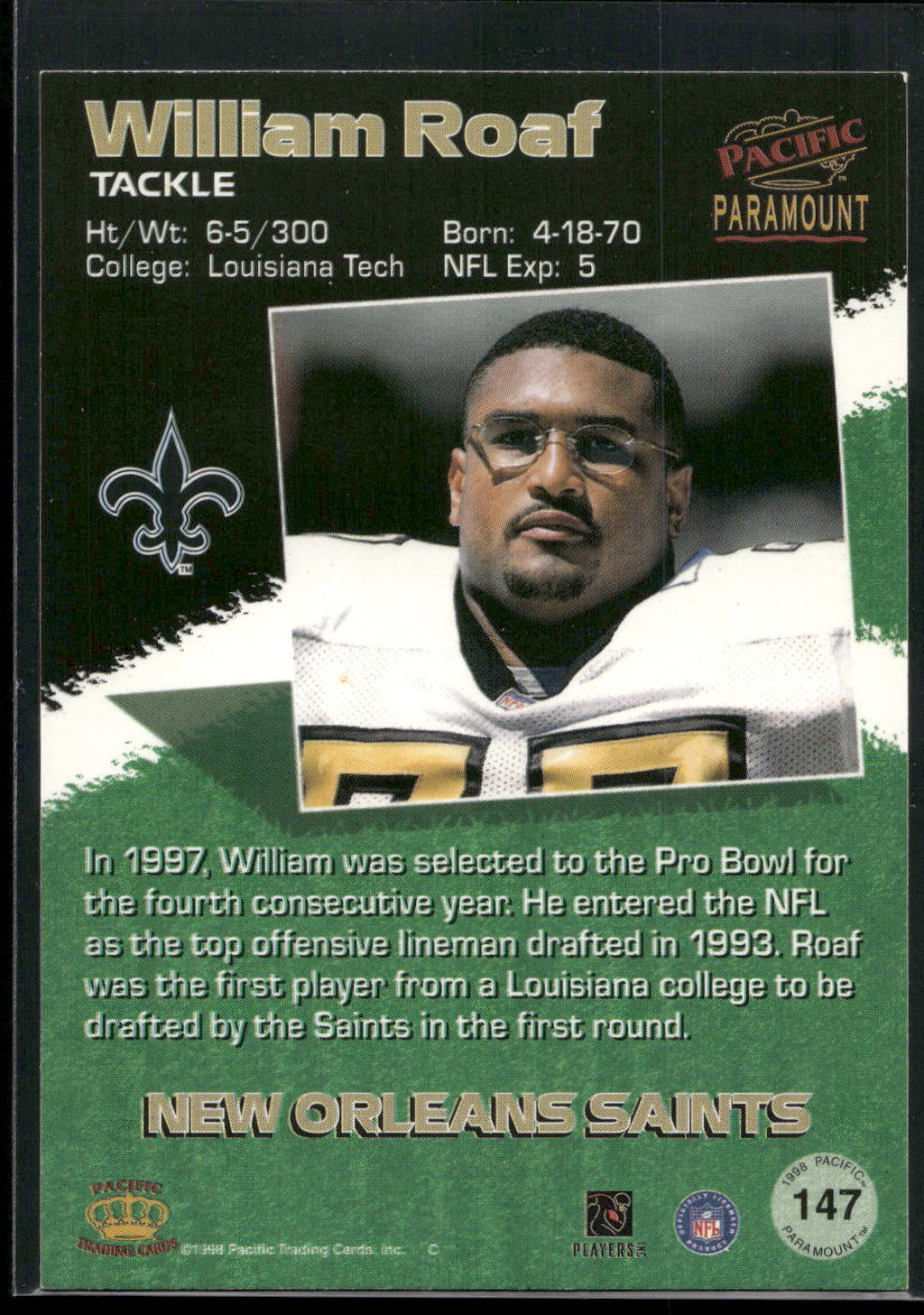 1998 Pacific Paramount #147 Willie Roaf Silver