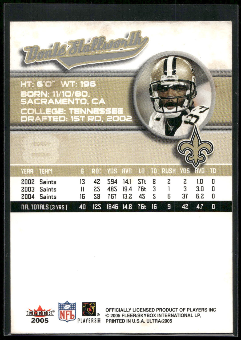 2005 Ultra #8 Donte Stallworth