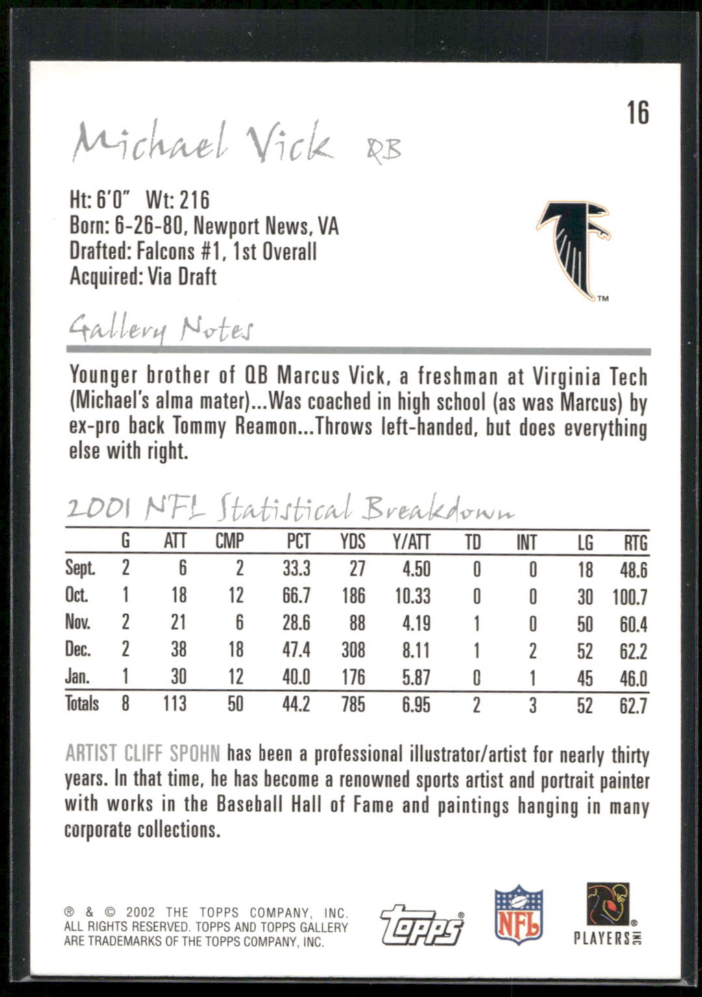 2002 Topps Gallery #16 Michael Vick