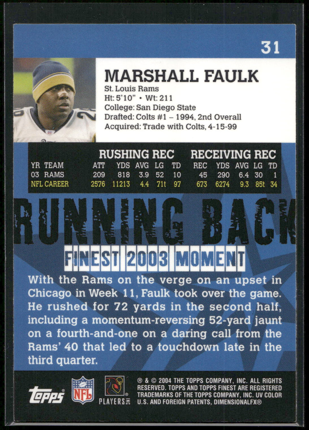 2004 Finest #31 Marshall Faulk