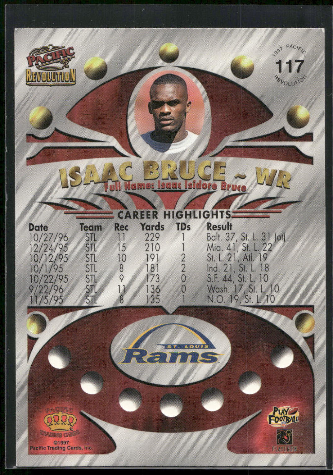 1997 Pacific Revolution #117 Isaac Bruce