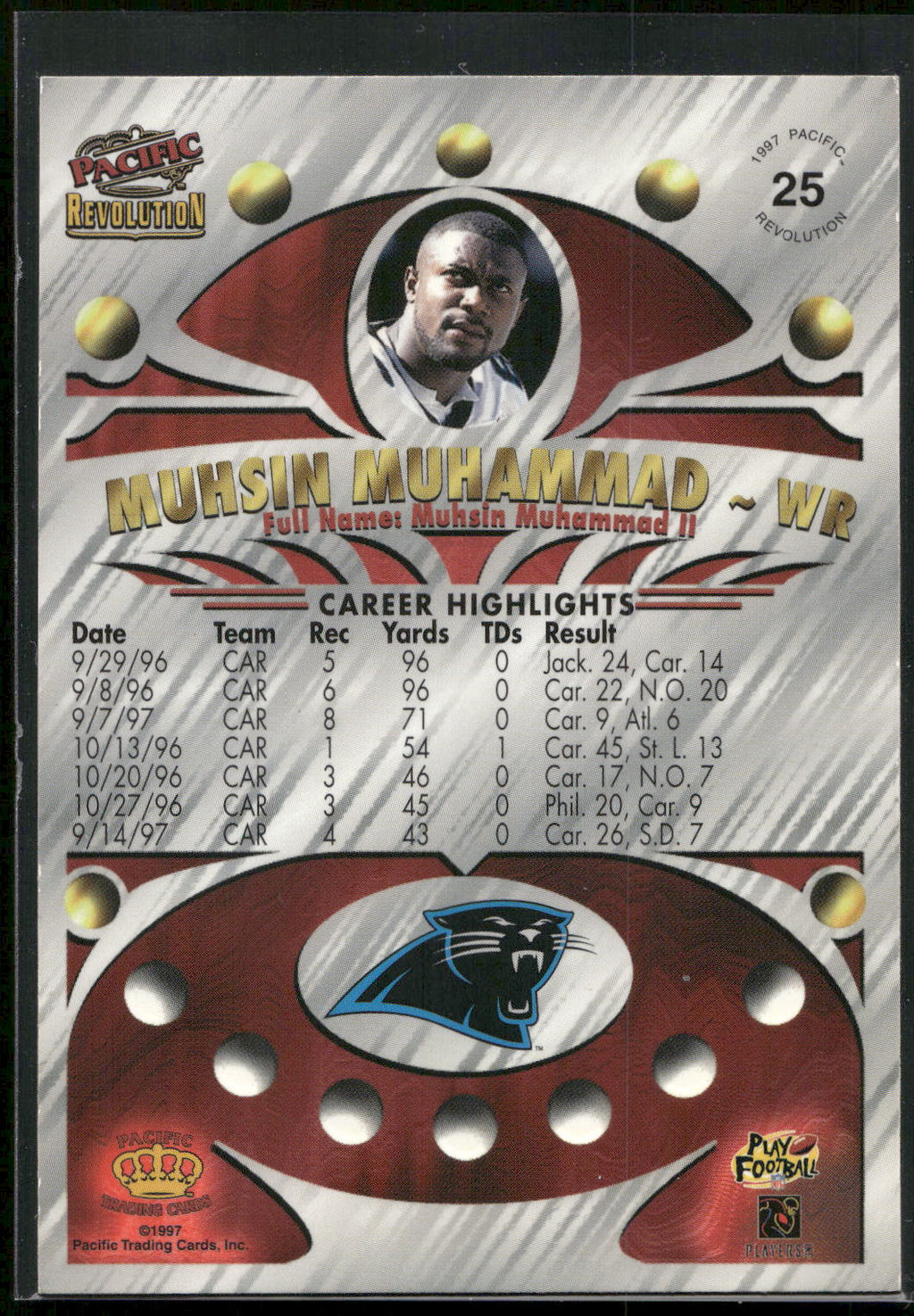 1997 Pacific Revolution #25 Muhsin Muhammad