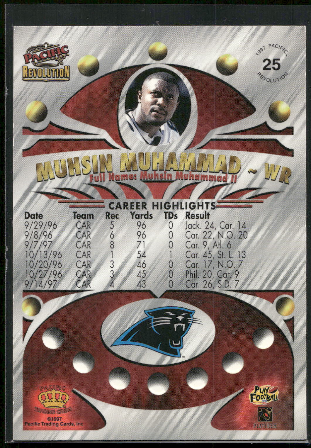 1997 Pacific Revolution #25 Muhsin Muhammad