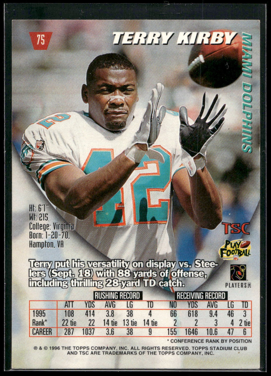 1996 Stadium Club #75 Terry Kirby
