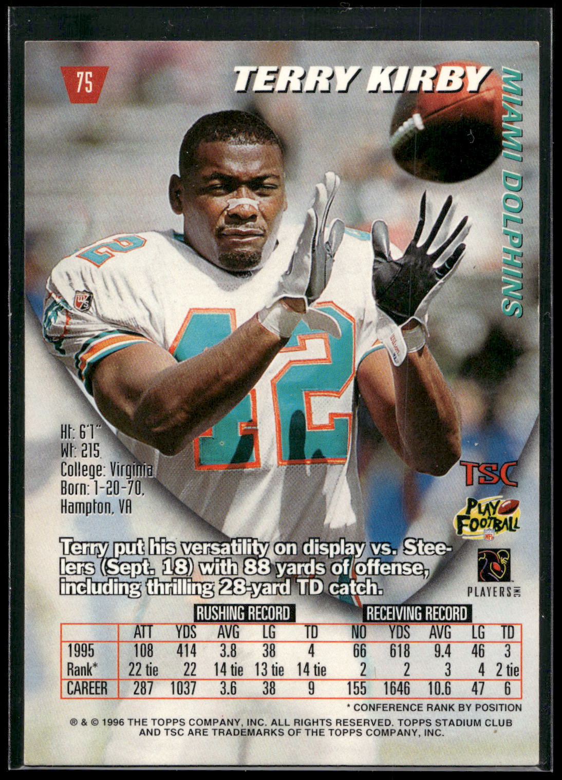 1996 Stadium Club #75 Terry Kirby