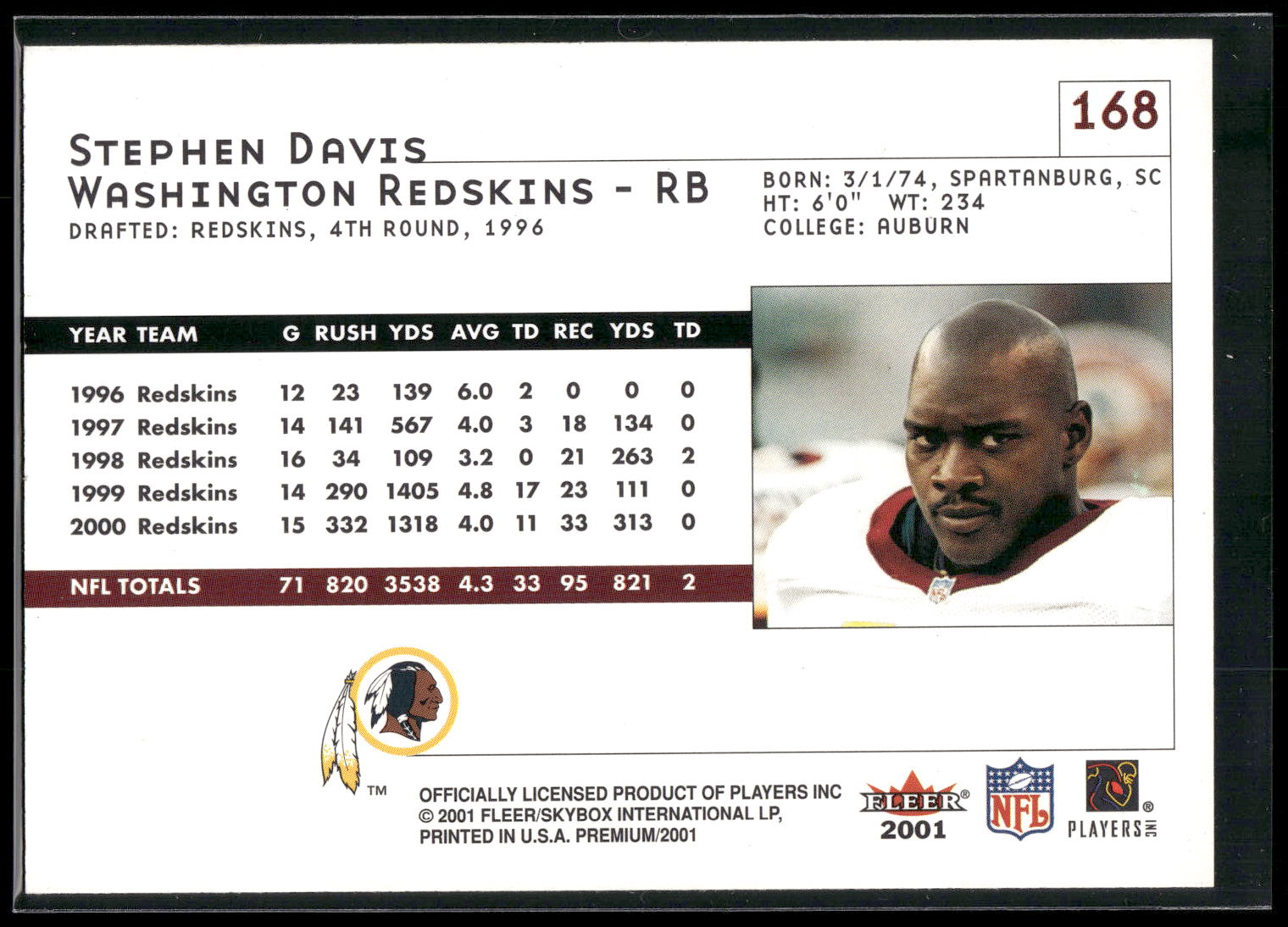 2001 Fleer Premium #168 Stephen Davis