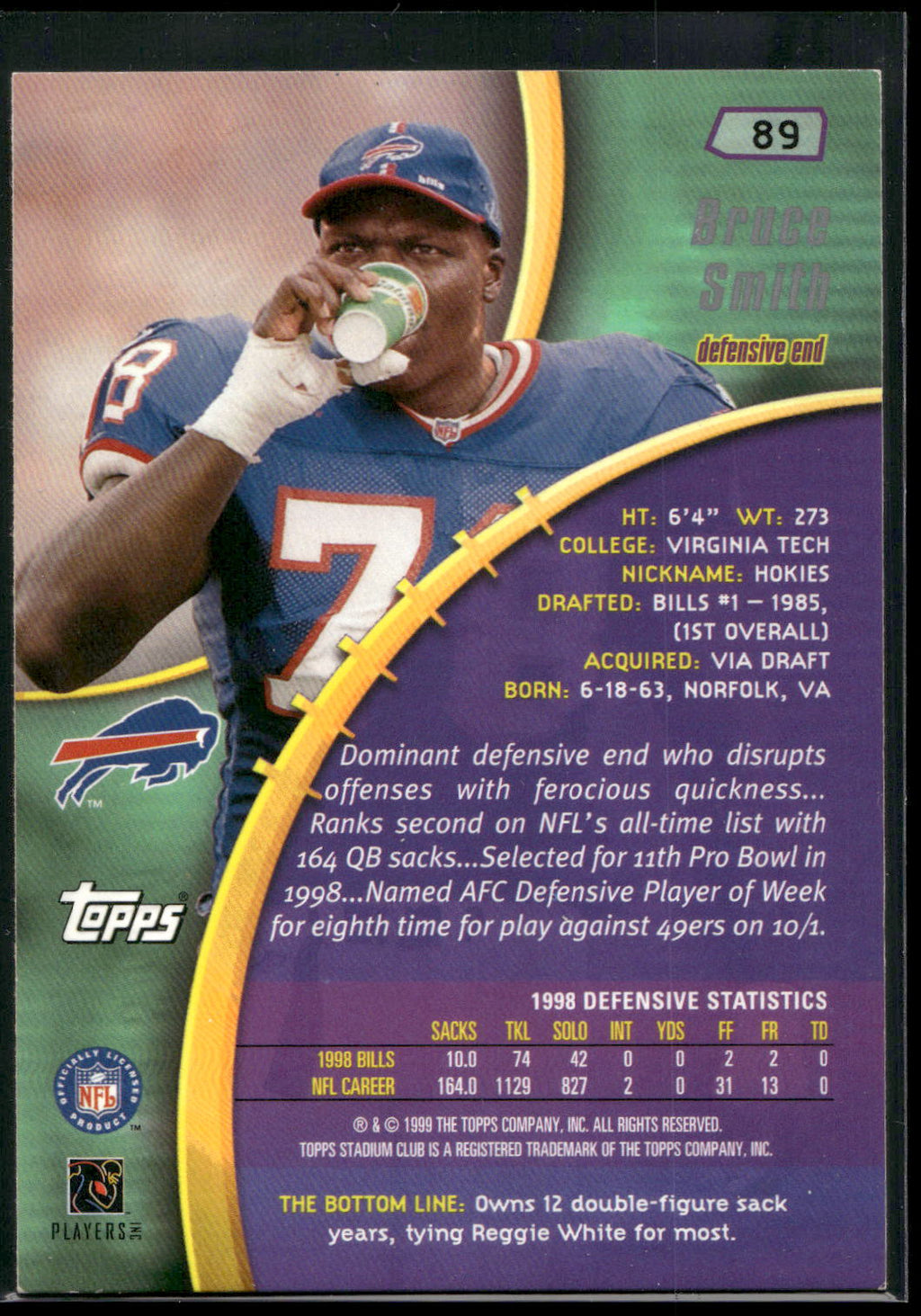1999 Stadium Club #89 Bruce Smith