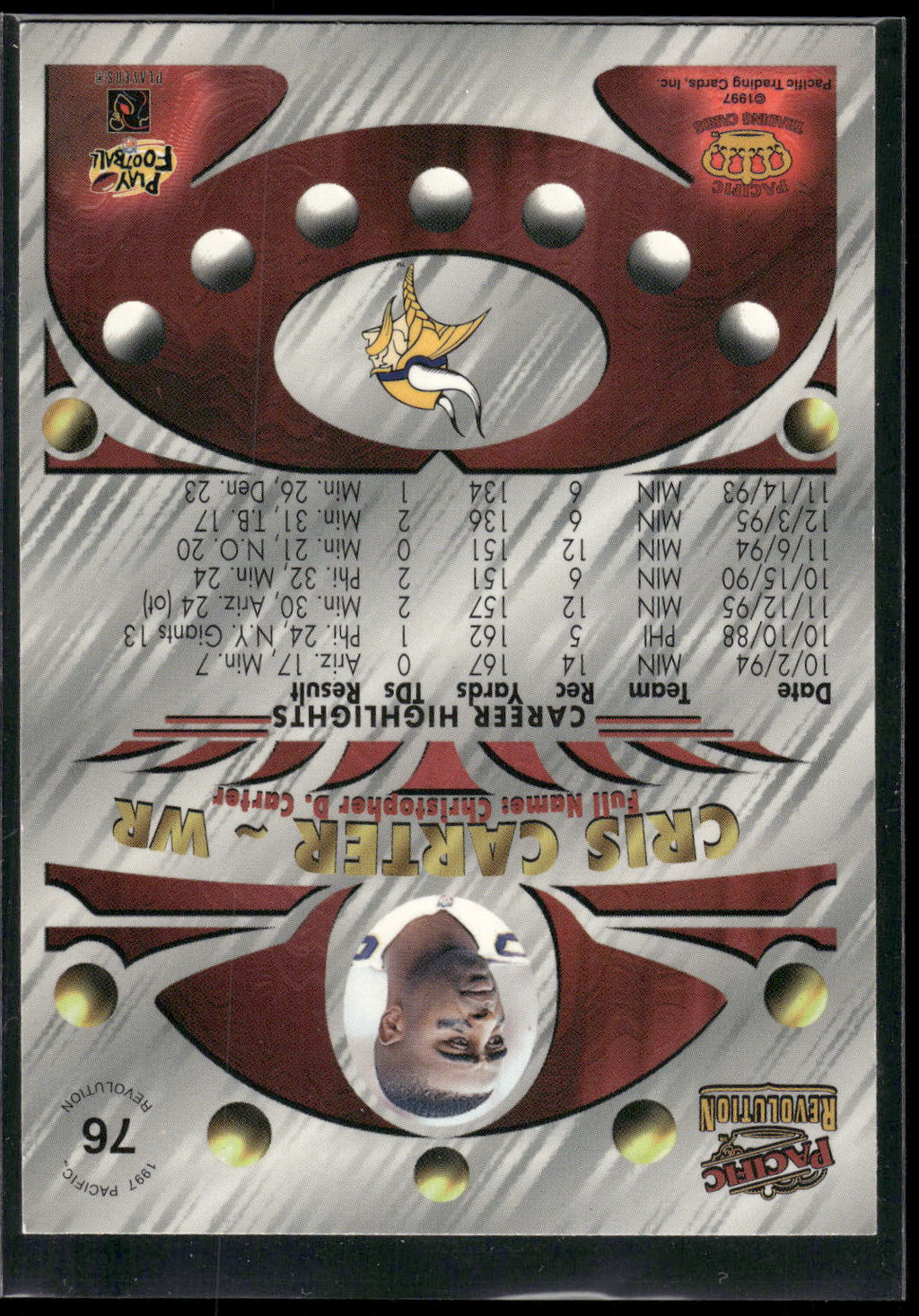 1997 Pacific Revolution #76 Cris Carter