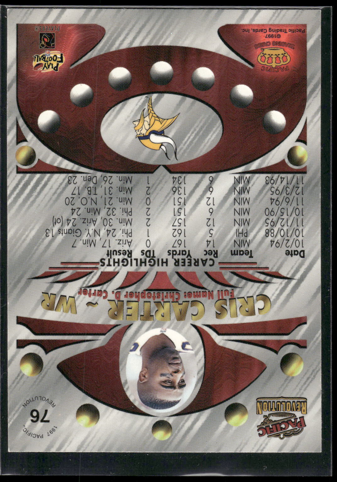 1997 Pacific Revolution #76 Cris Carter