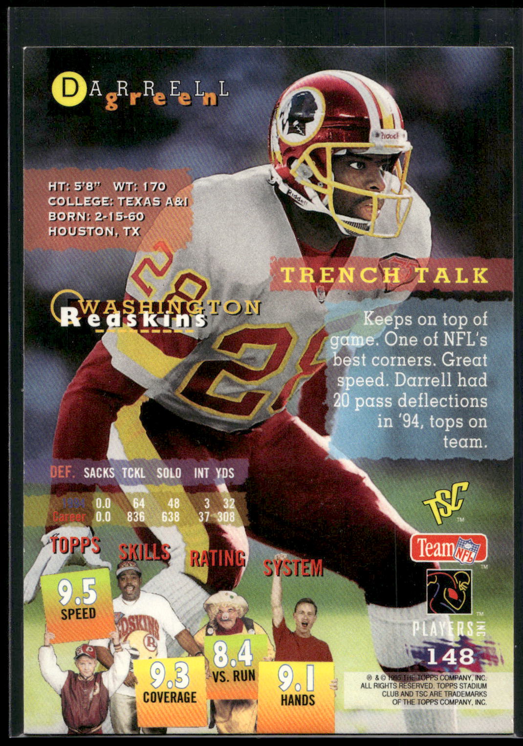 1995 Stadium Club #148 Darrell Green