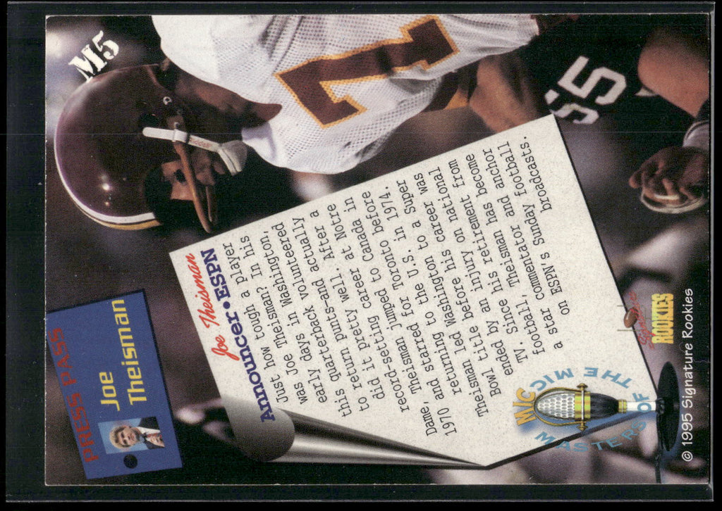 1995 Signature Rookies #M5 Joe Theismann Masters of the Mic