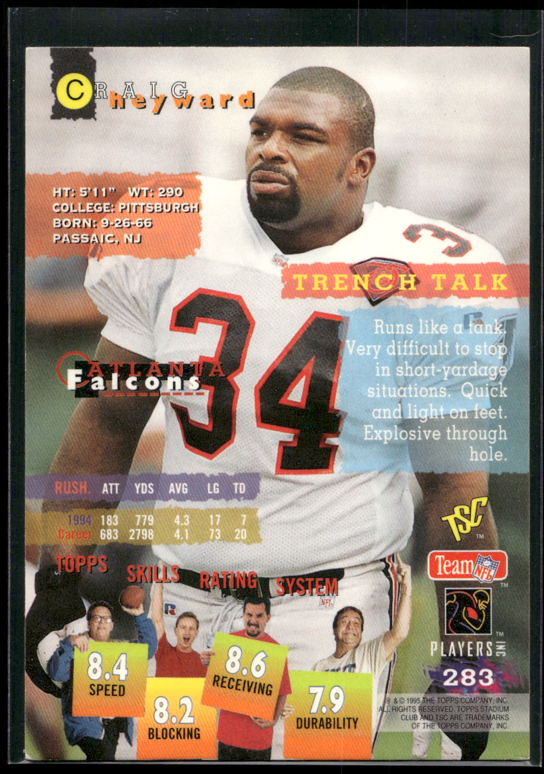 1995 Stadium Club #283 Craig Heyward