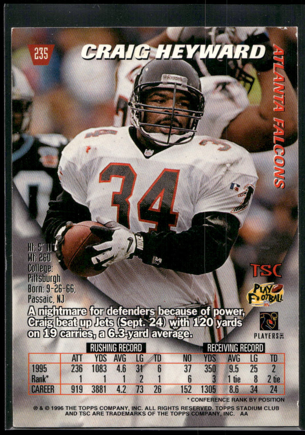 1996 Stadium Club #235 Craig Heyward