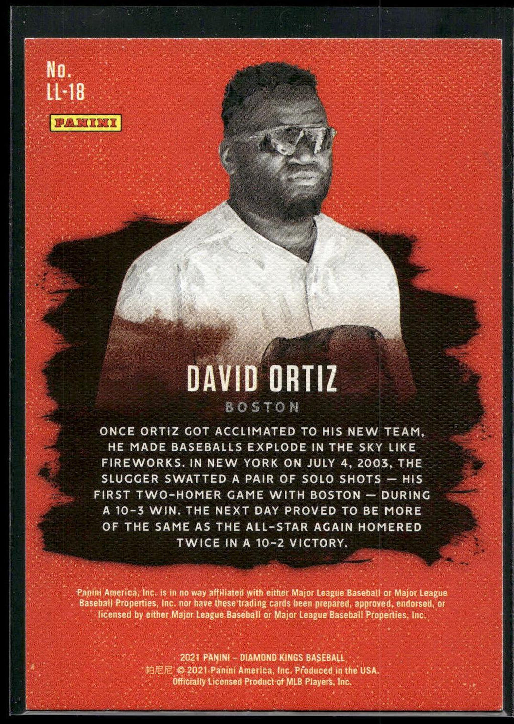 2021 Panini Diamond Kings #LL-18 David Ortiz Legacy Lithographs