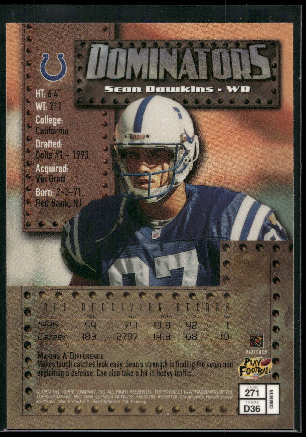 1997 Finest #271 Sean Dawkins