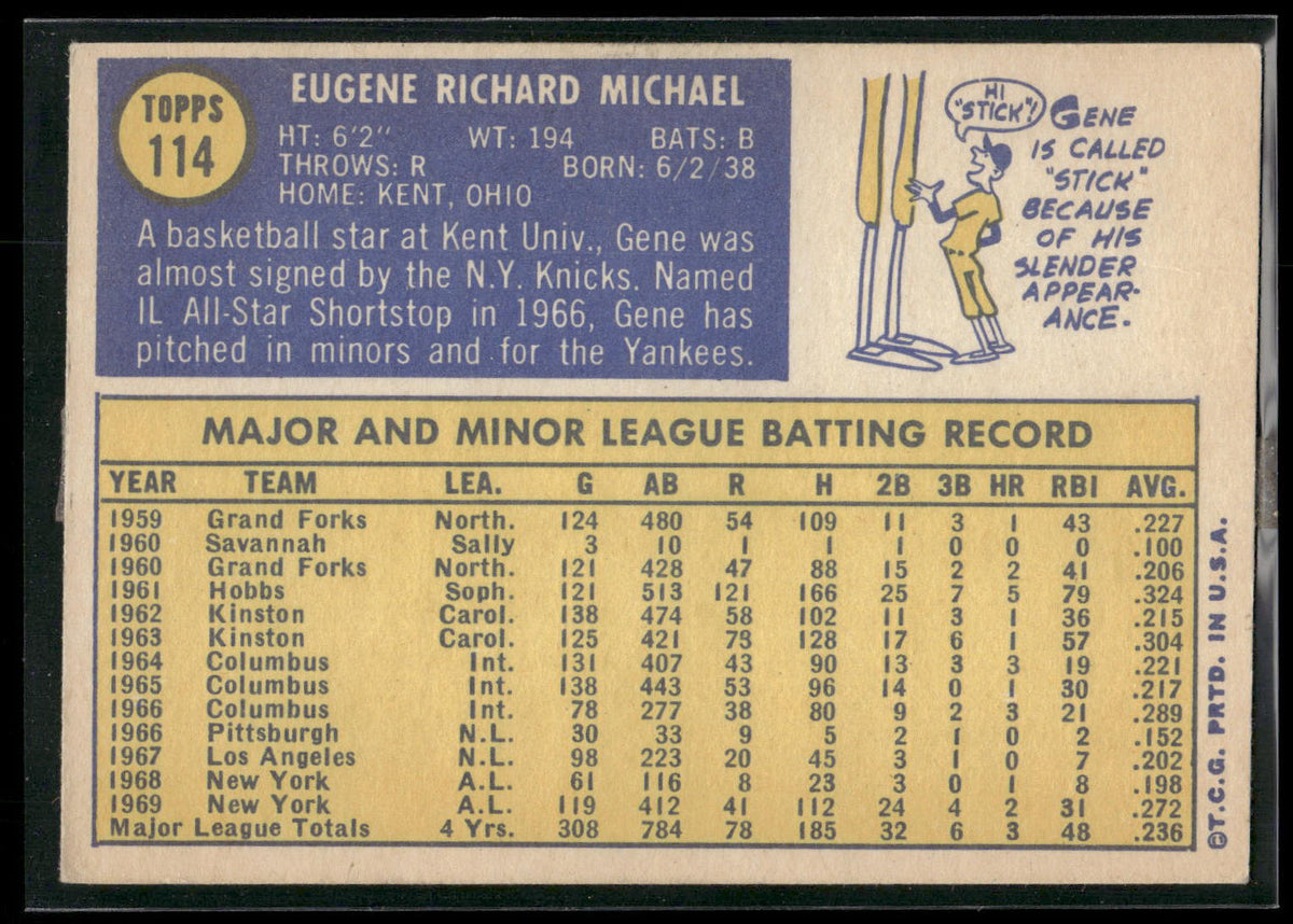 1970 Topps #114 Gene Michael