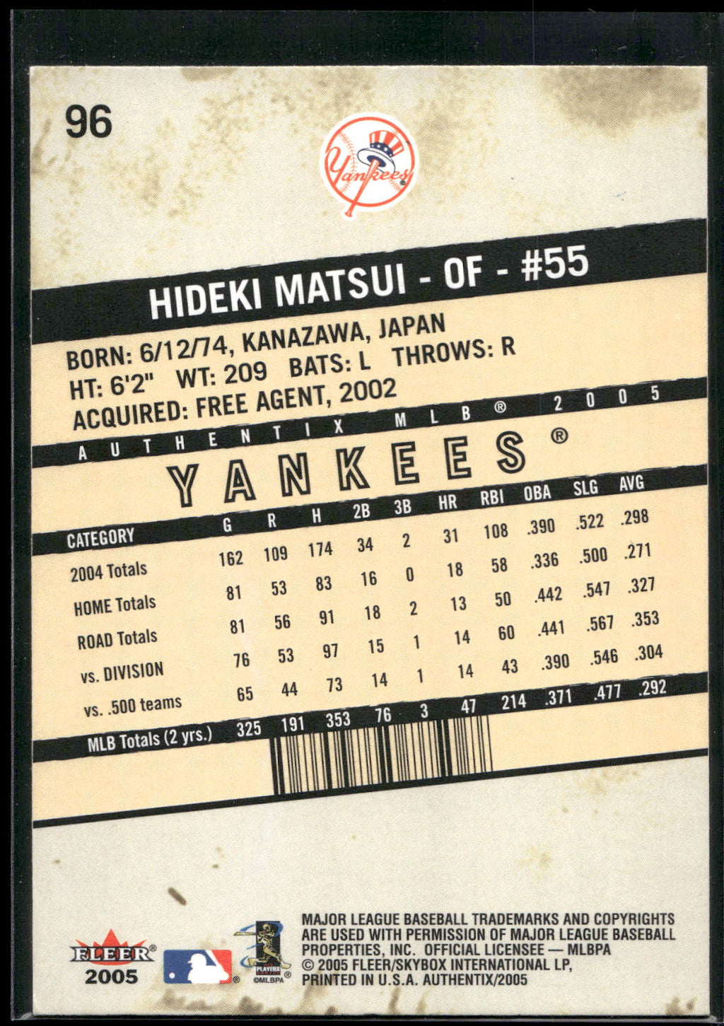 2005 Fleer Authentix #96 Hideki Matsui