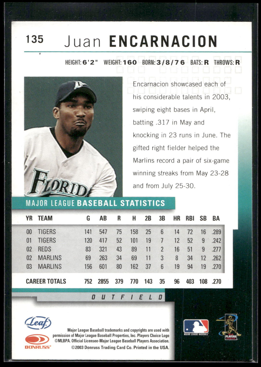 2004 Leaf #135 Juan Encarnacion