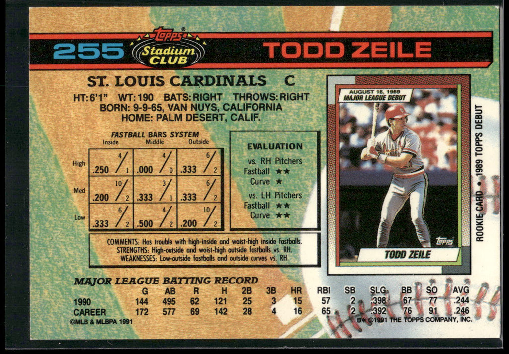 1991 Stadium Club #255 Todd Zeile