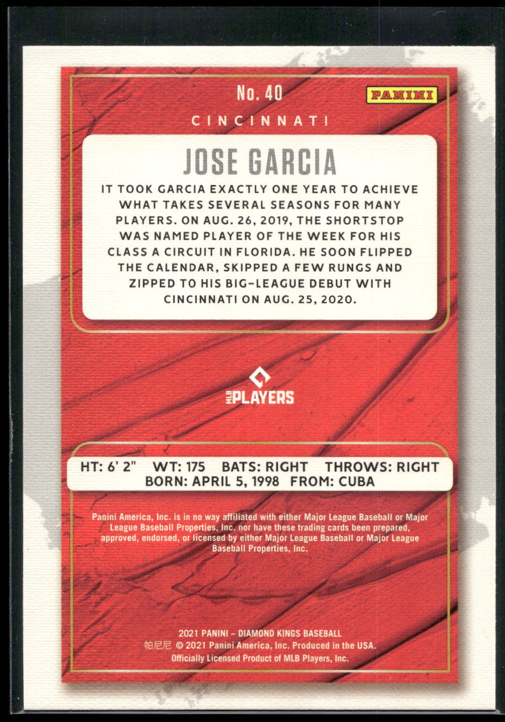 2021 Panini Diamond Kings #40 Jose Garcia