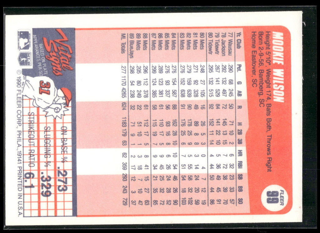 1990 Fleer #99 Mookie Wilson