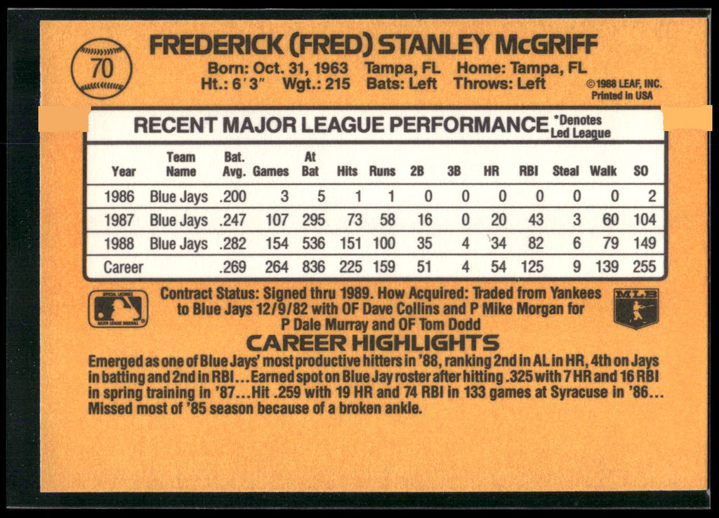 1989 Donruss #70 Fred McGriff