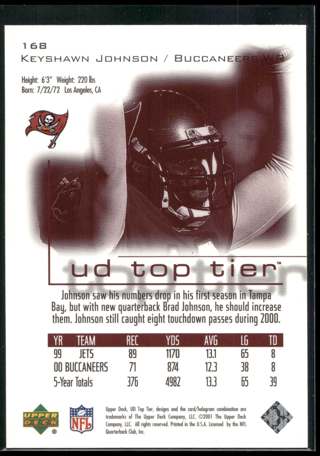 2001 Upper Deck Top Tier #168 Keyshawn Johnson