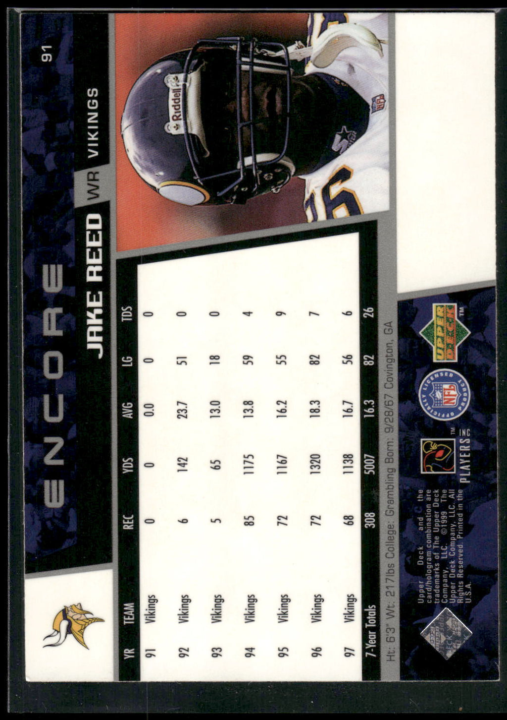 1998 Upper Deck Encore #91 Jake Reed