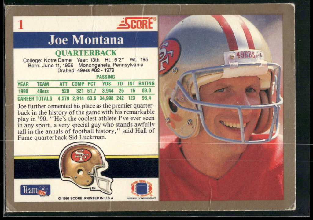 1991 Score #1 Joe Montana