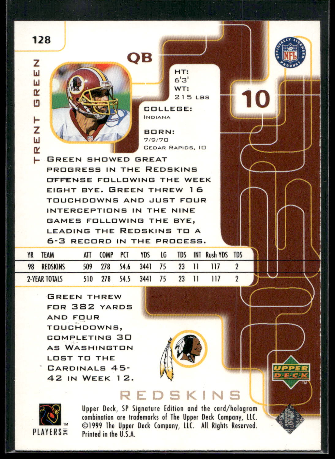 1999 SP Signature #128 Trent Green