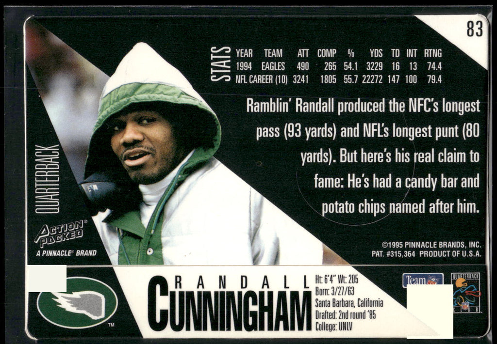 1995 Action Packed #83 Randall Cunningham