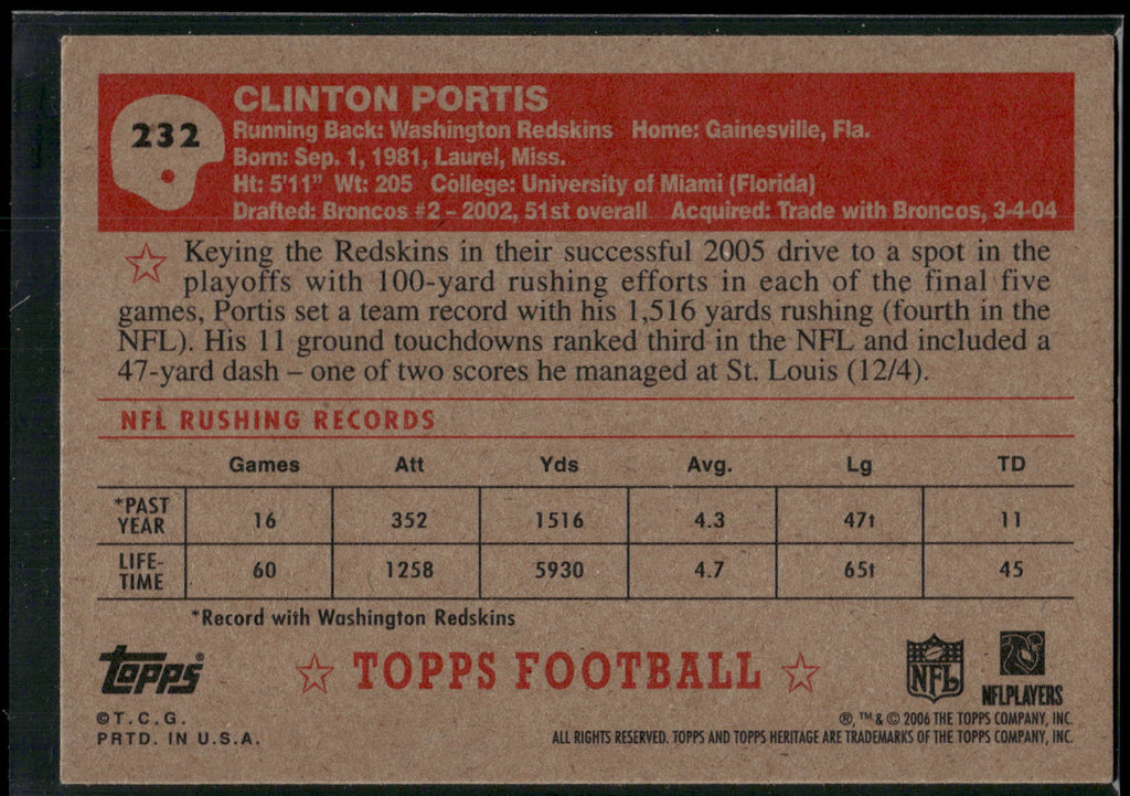 2006 Topps Heritage #232 Clinton Portis