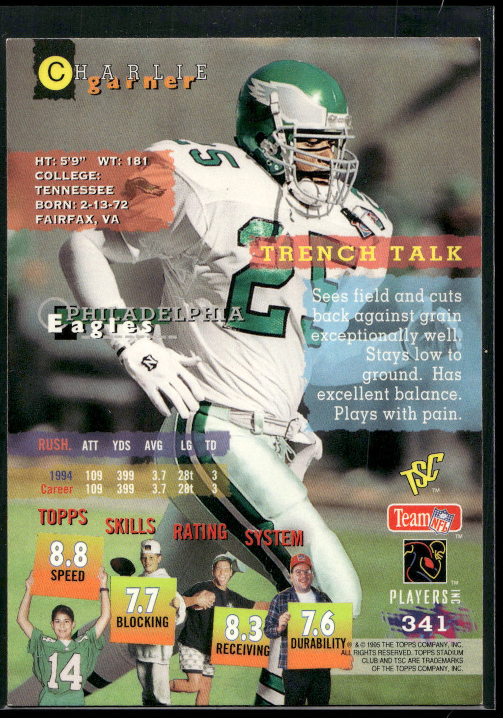 1995 Stadium Club #341 Charlie Garner