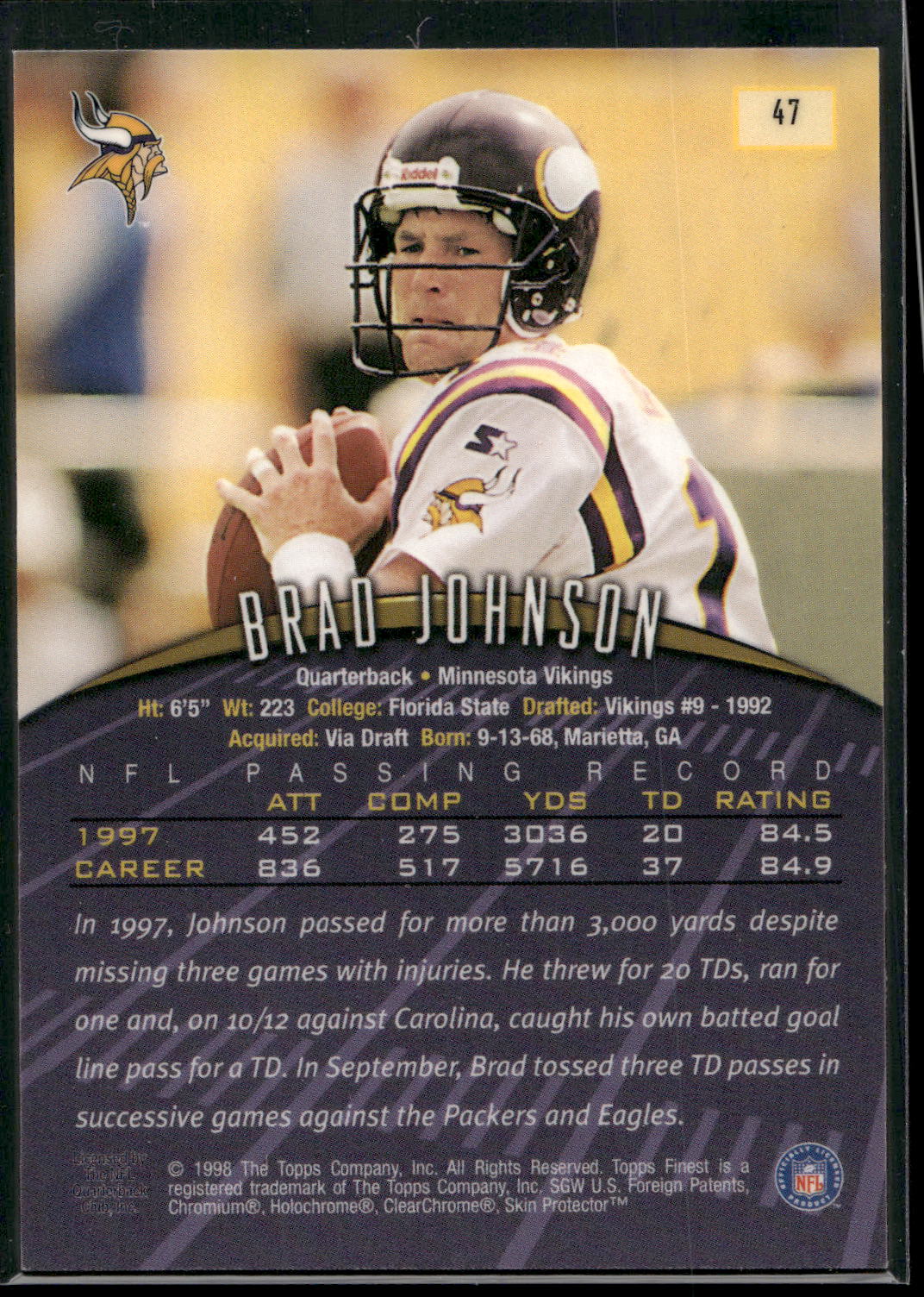 1998 Finest #47 Brad Johnson
