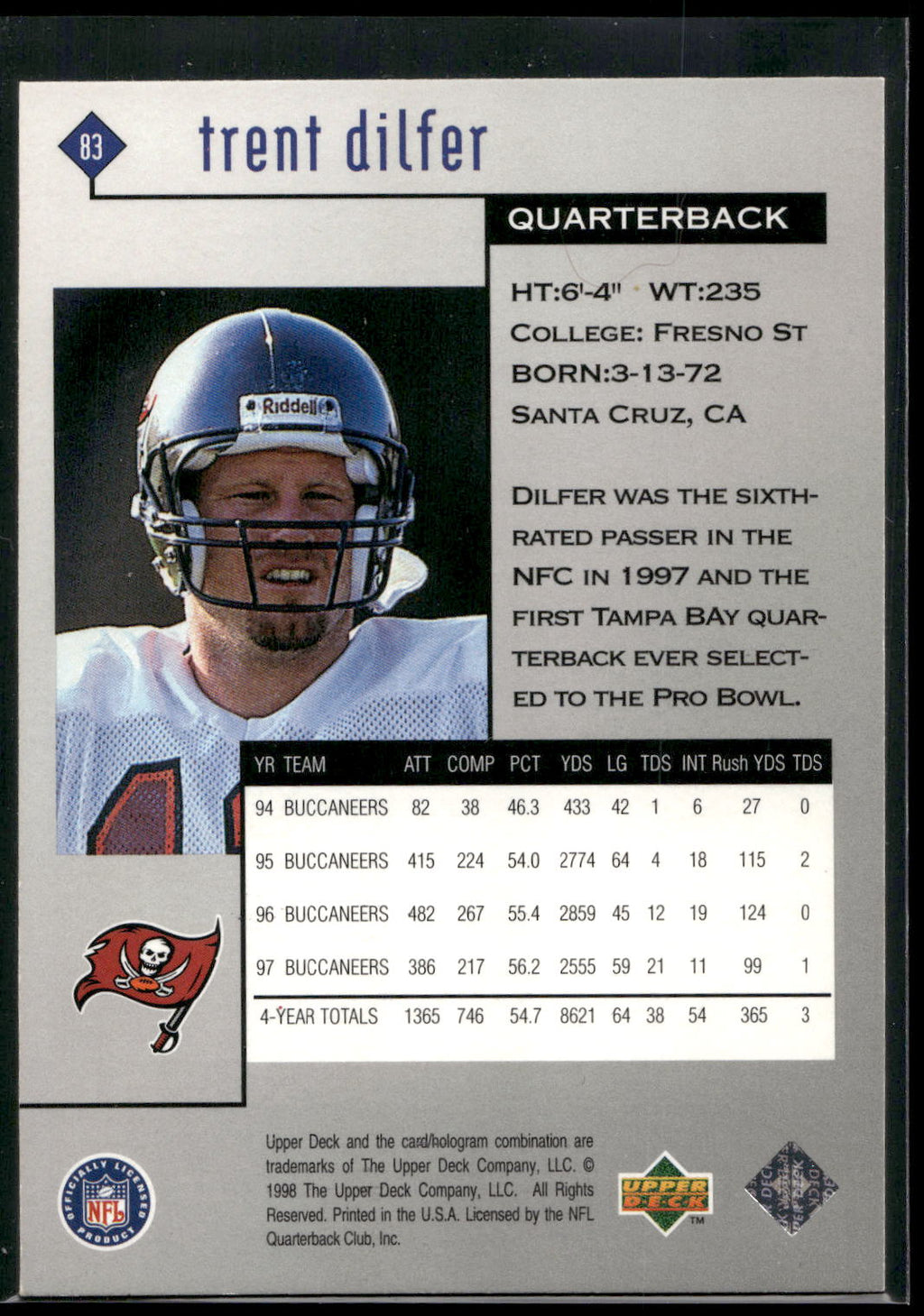 1998 Upper Deck Black Diamond Rookie Edition #83 Trent Dilfer