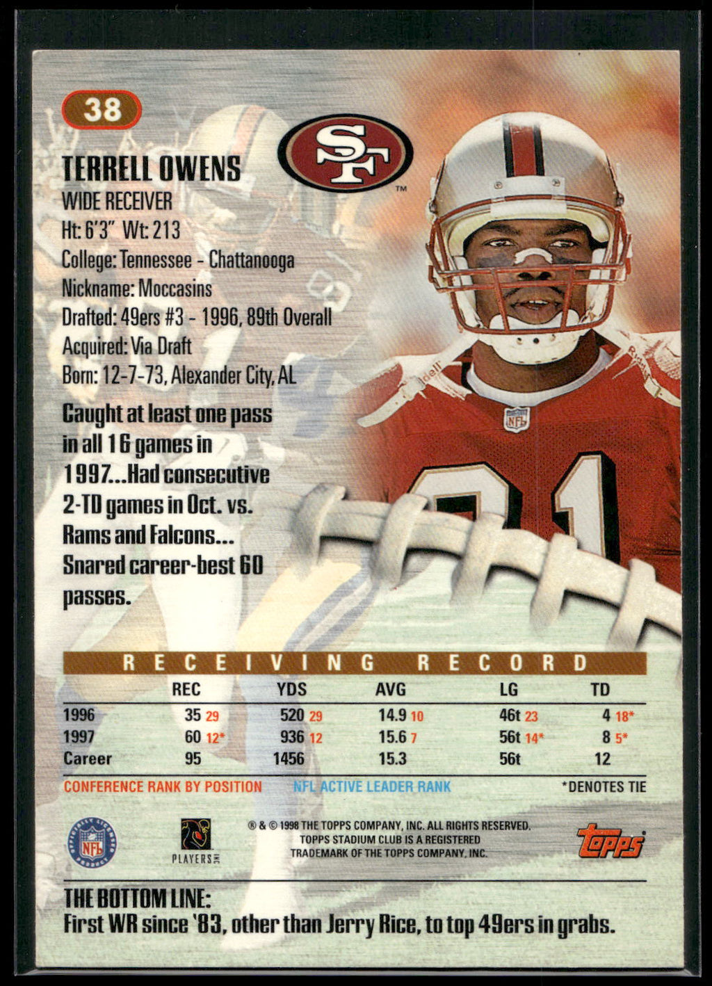 1998 Stadium Club #38 Terrell Owens