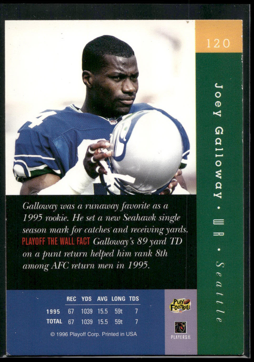 1996 Playoff Absolute #120 Joey Galloway