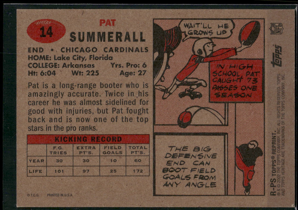 1957 Topps #14 Pat Summerall