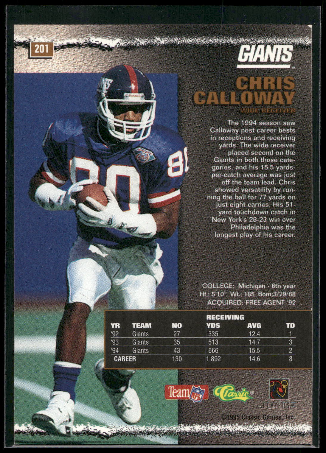 1995 Pro Line #201 Chris Calloway